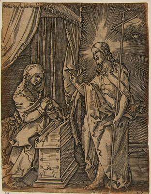 Raimondi Marcantonio - Cristo risorto compare alla madre (dalla serie: Piccola passione)